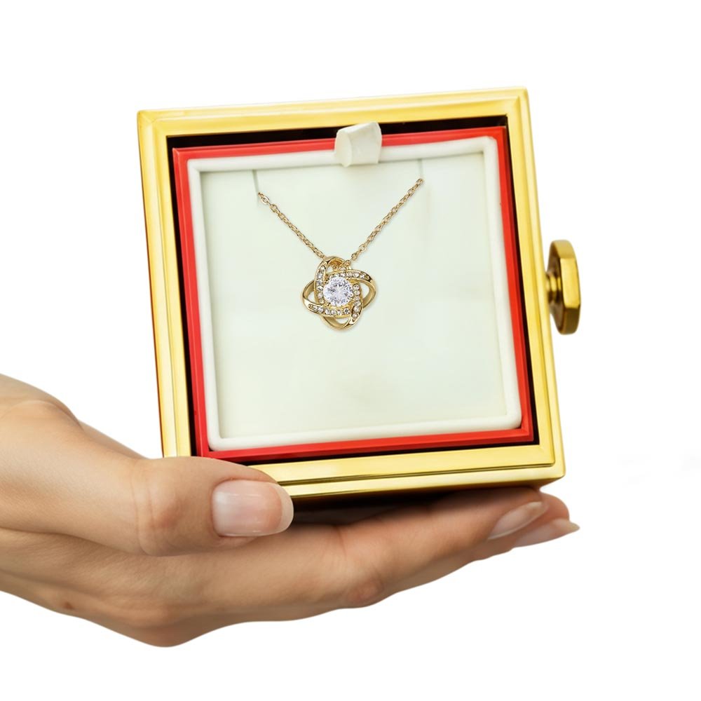 Love Knot Necklace with Rotating Rose Gift Box | Luxury Gift for Her - BH Comfy Cozy