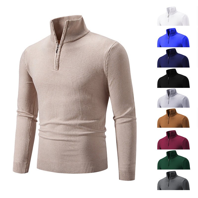 2023 Men's Plus Size Fleece Zip Mock Neck Sweater - BH Comfy Cozy
