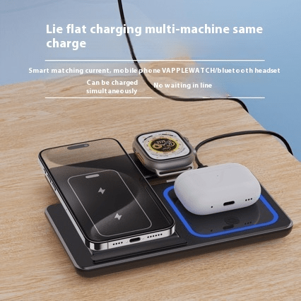 3 In 1 LED Fast Wireless Charger Stand Foldable Charging Station - BH Comfy Cozy