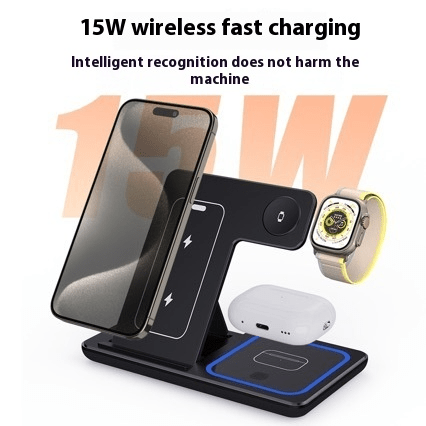 3 In 1 LED Fast Wireless Charger Stand Foldable Charging Station - BH Comfy Cozy