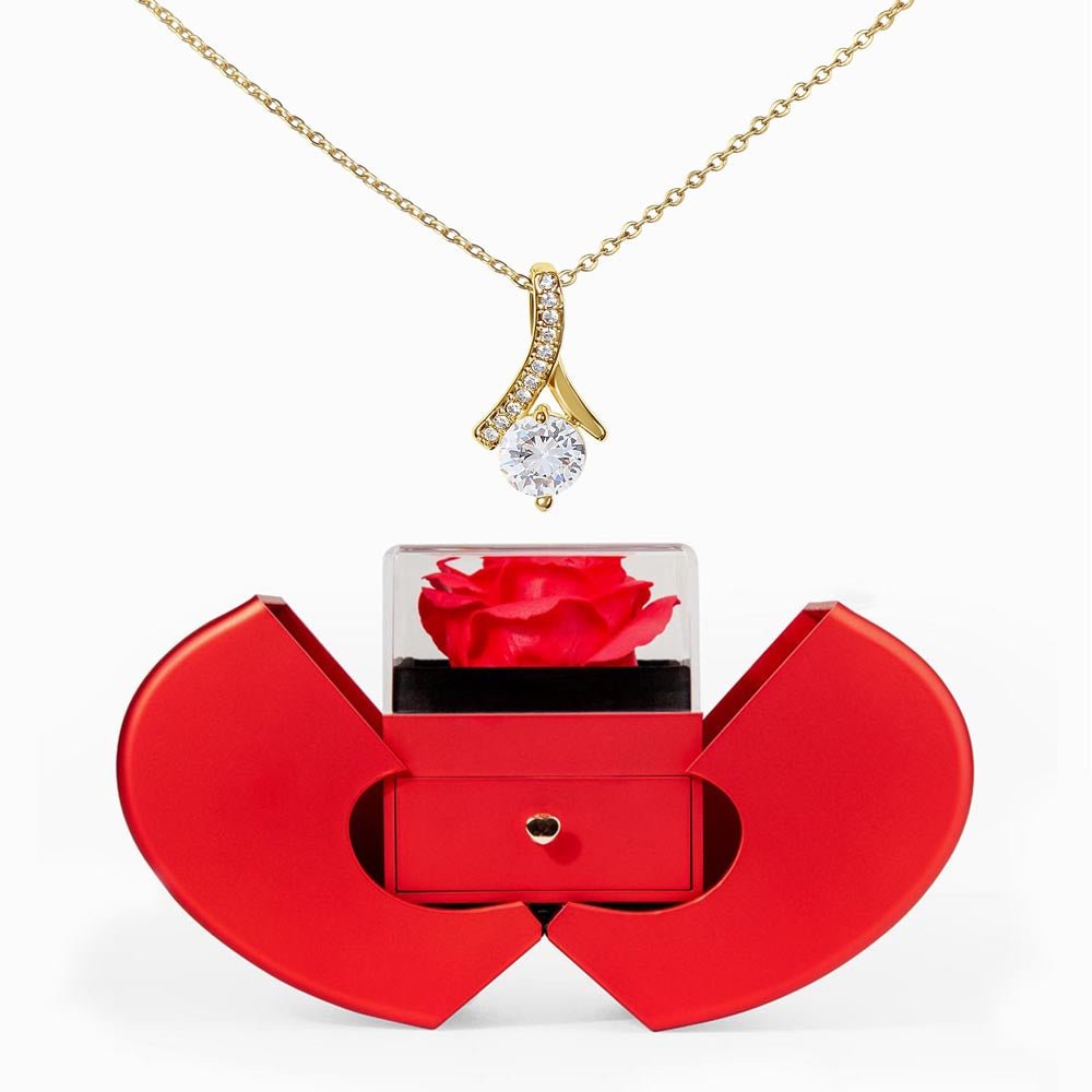 Alluring Beauty Necklace with Red Heart Rose Box - BH Comfy Cozy
