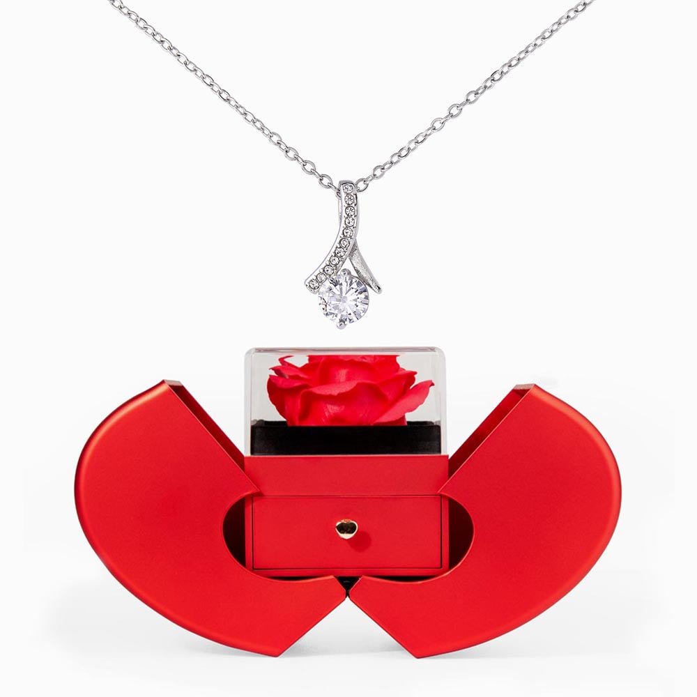 Alluring Beauty Necklace with Red Heart Rose Box - BH Comfy Cozy