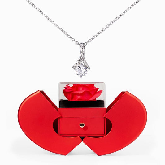 Alluring Beauty Necklace with Red Heart Rose Box - BH Comfy Cozy
