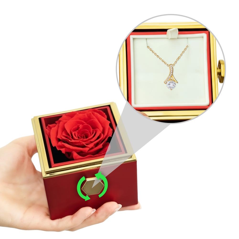Alluring Beauty Necklace with Rotating Rose Gift Box | Luxury Gift for Her - BH Comfy Cozy