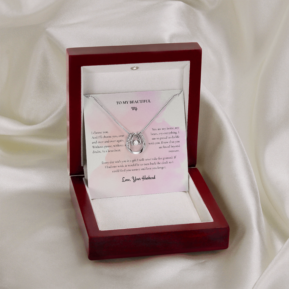Lucky In Love Necklace | Dancing Crystal Horseshoe Pendant Gift for Her