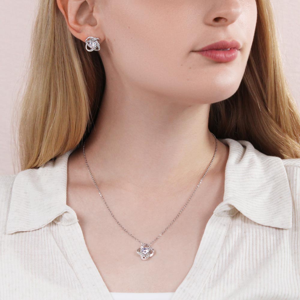 Love Knot Necklace & Earring Set | Luxury Gift for Her