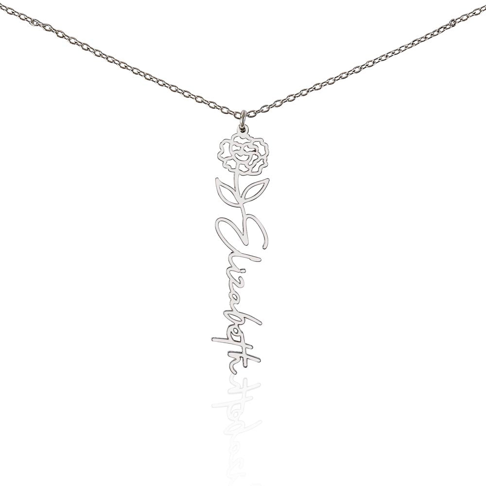 Birth Flower Name Necklace | Personalised Gift for Her