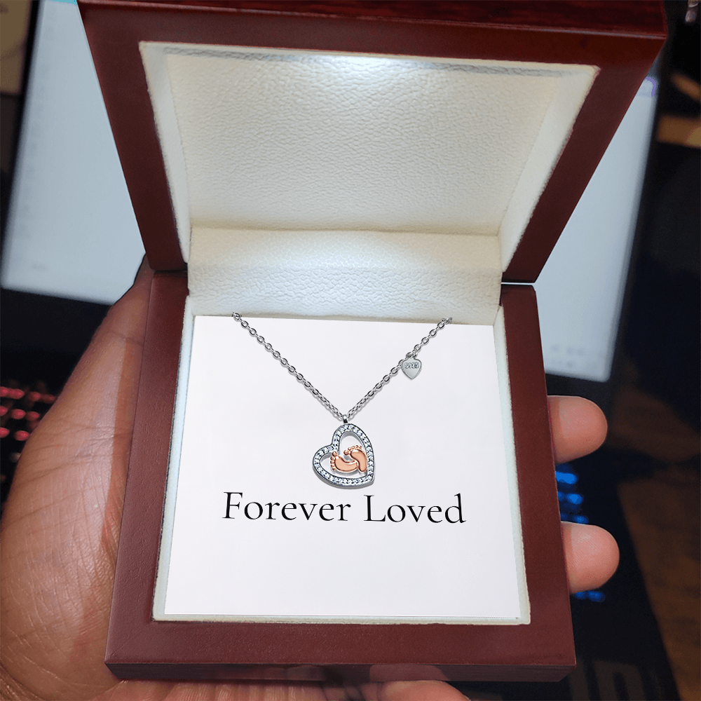 Baby Feet Heart Necklace | Luxury Gift for New Mums