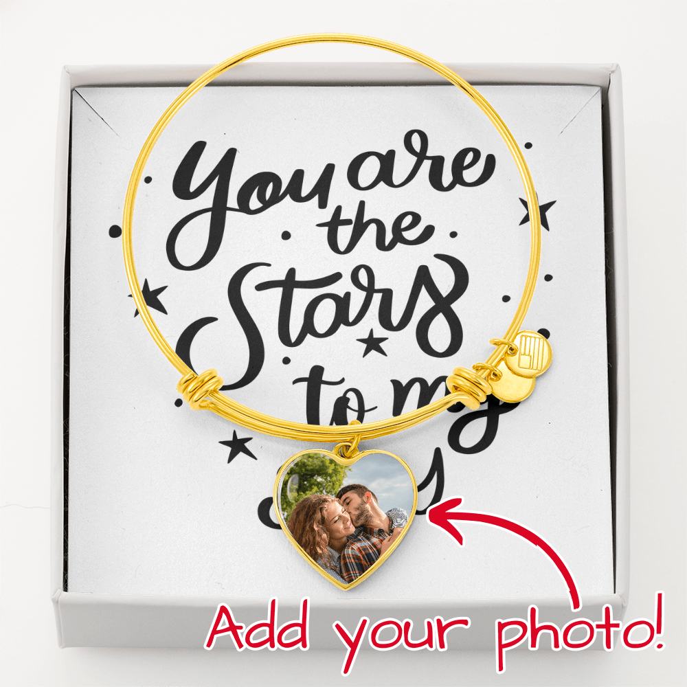 Personalised Photo Heart Bangle Bracelet | Gift for Her