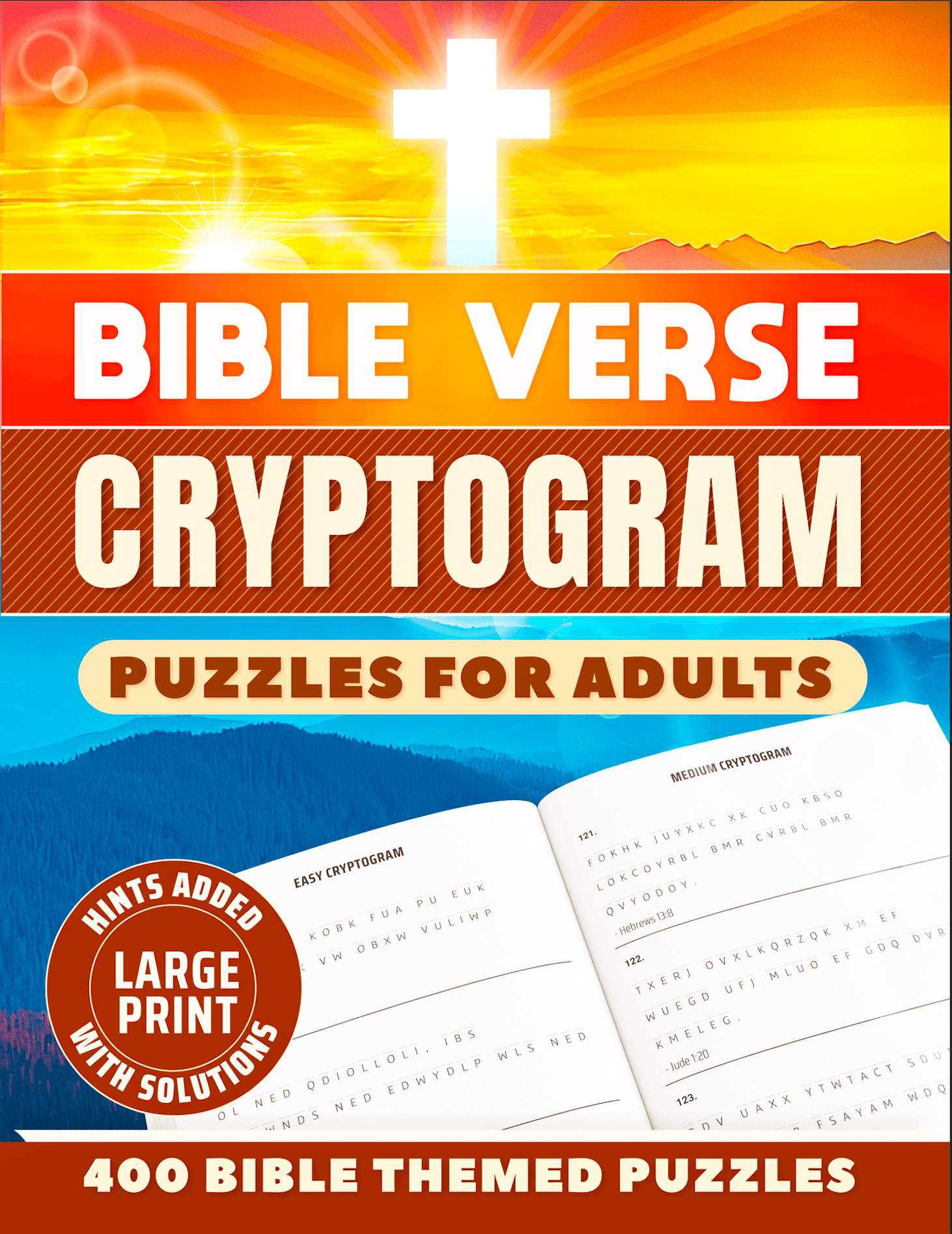 Bible Cryptogram Activity Book — 400 Large-Print Divine Puzzles - BH Comfy Cozy