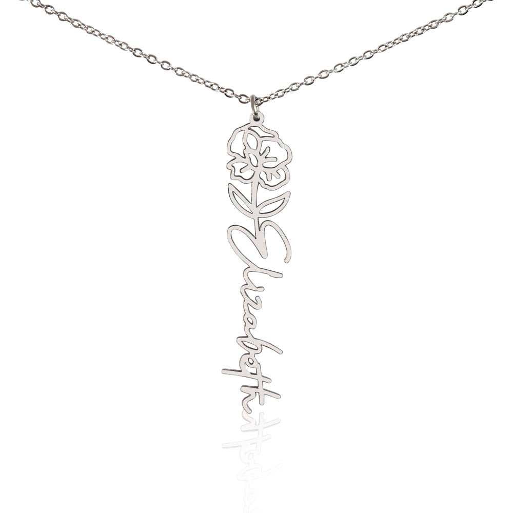 Birth Flower Name Necklace | Personalised Gift for Her - BH Comfy Cozy