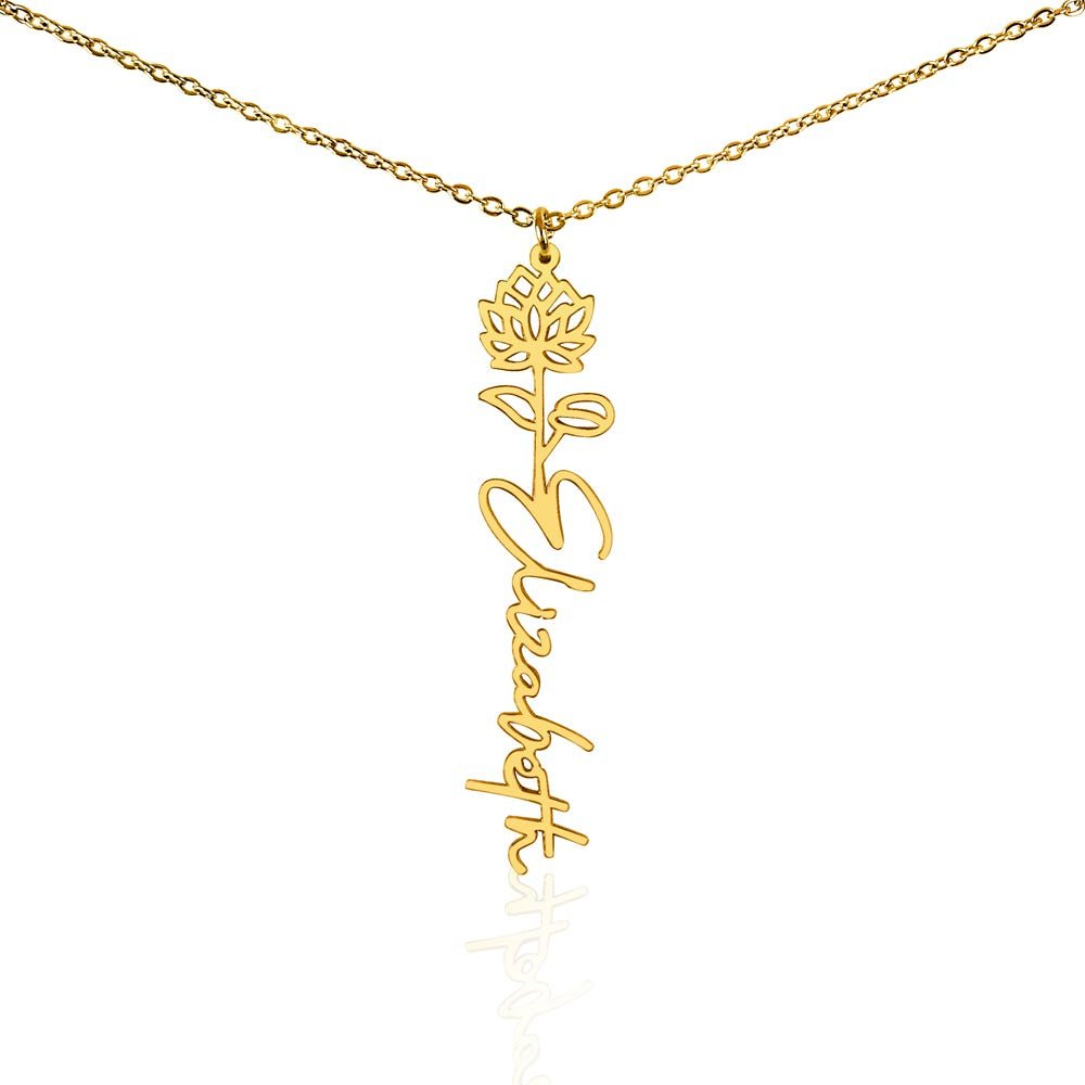 Birth Flower Name Necklace | Personalised Gift for Her - BH Comfy Cozy