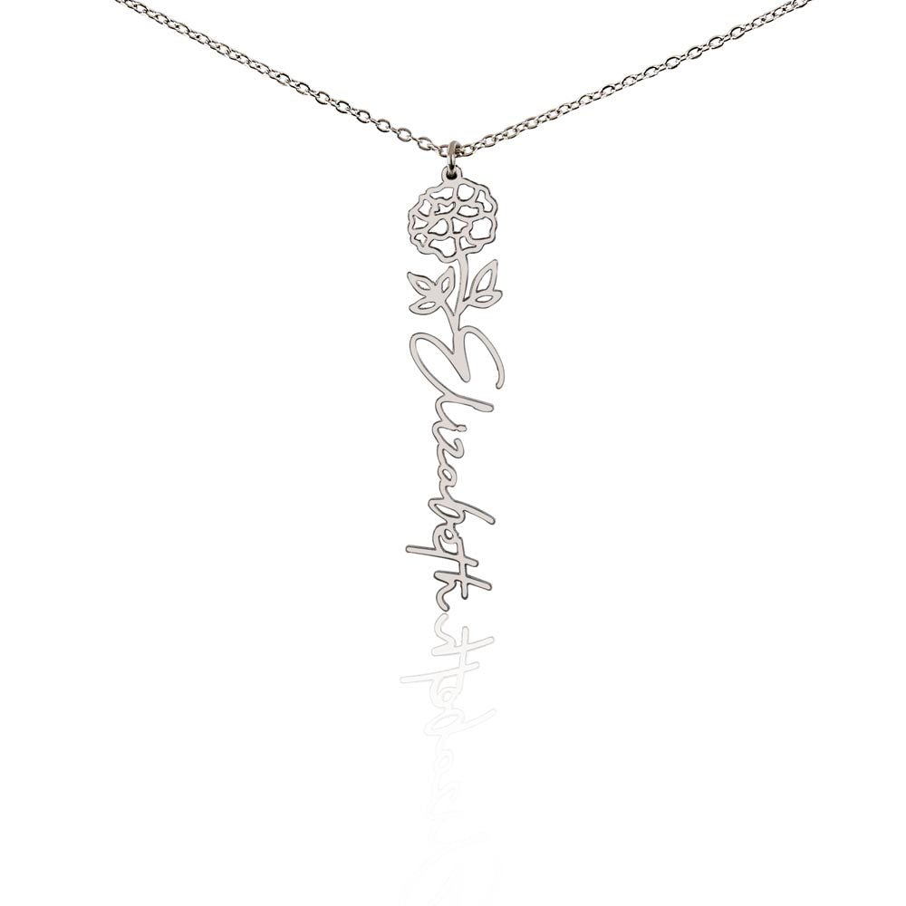 Birth Flower Name Necklace | Personalised Gift for Her - BH Comfy Cozy
