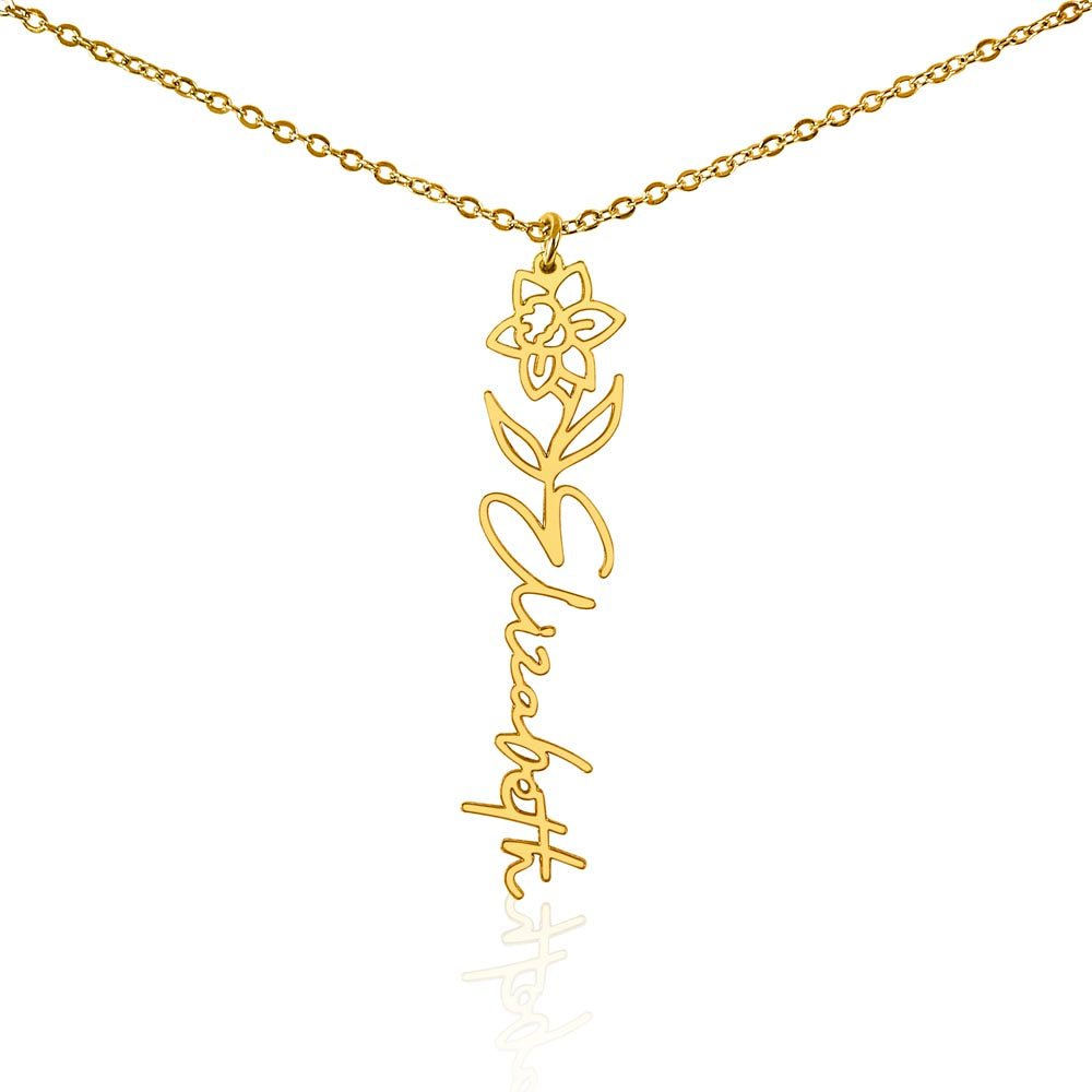Birth Flower Name Necklace | Personalised Gift for Her - BH Comfy Cozy