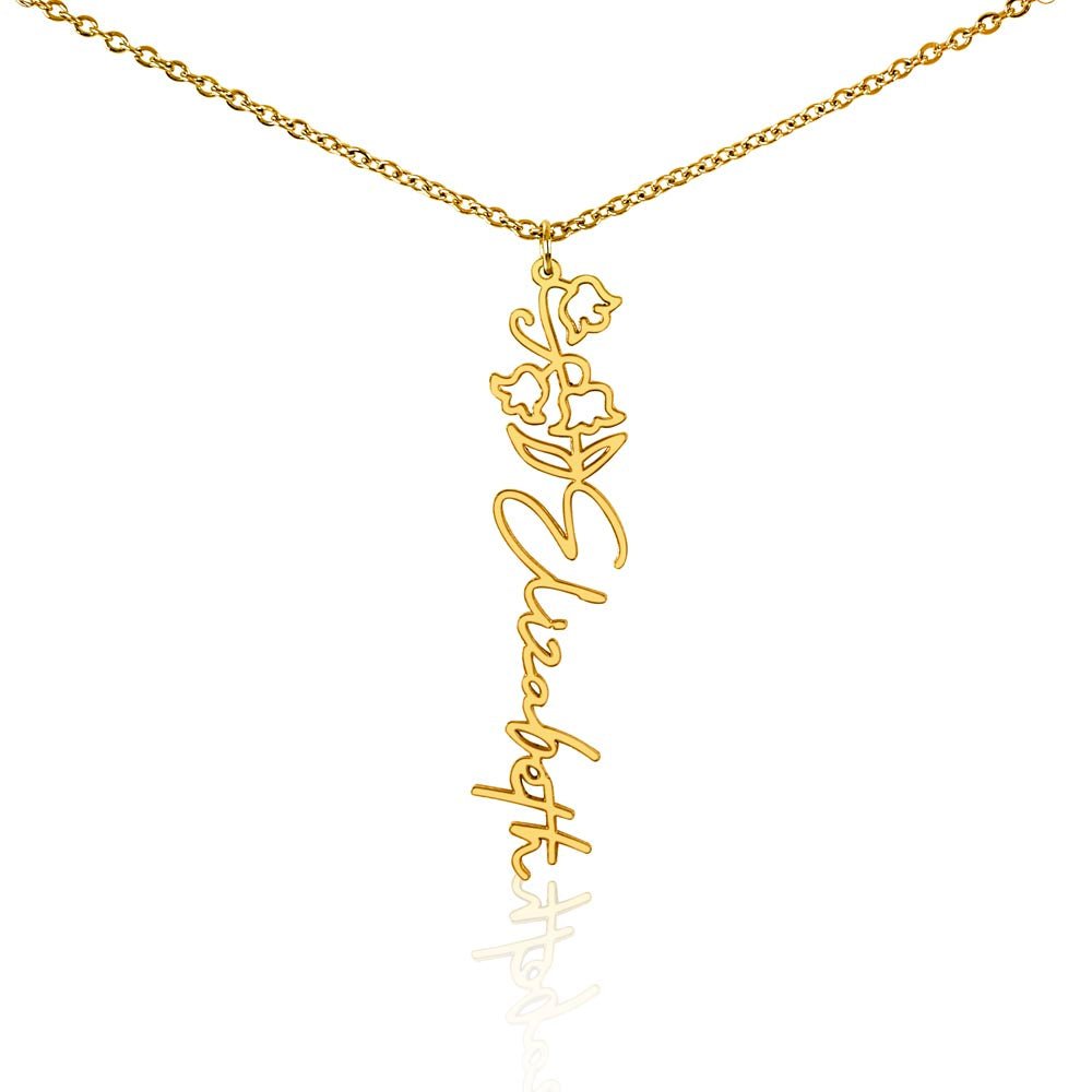 Birth Flower Name Necklace | Personalised Gift for Her - BH Comfy Cozy