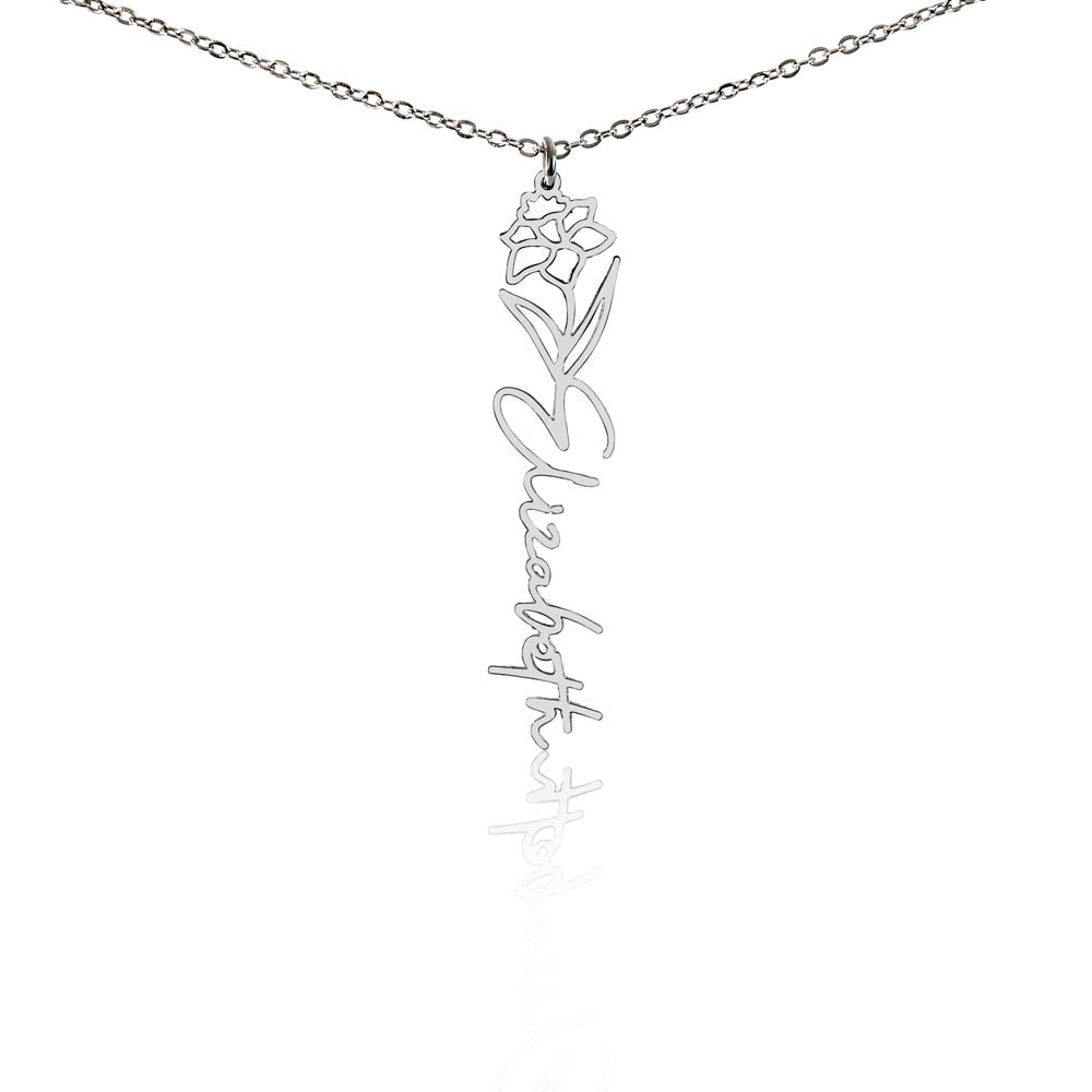 Birth Flower Name Necklace | Personalised Gift for Her - BH Comfy Cozy