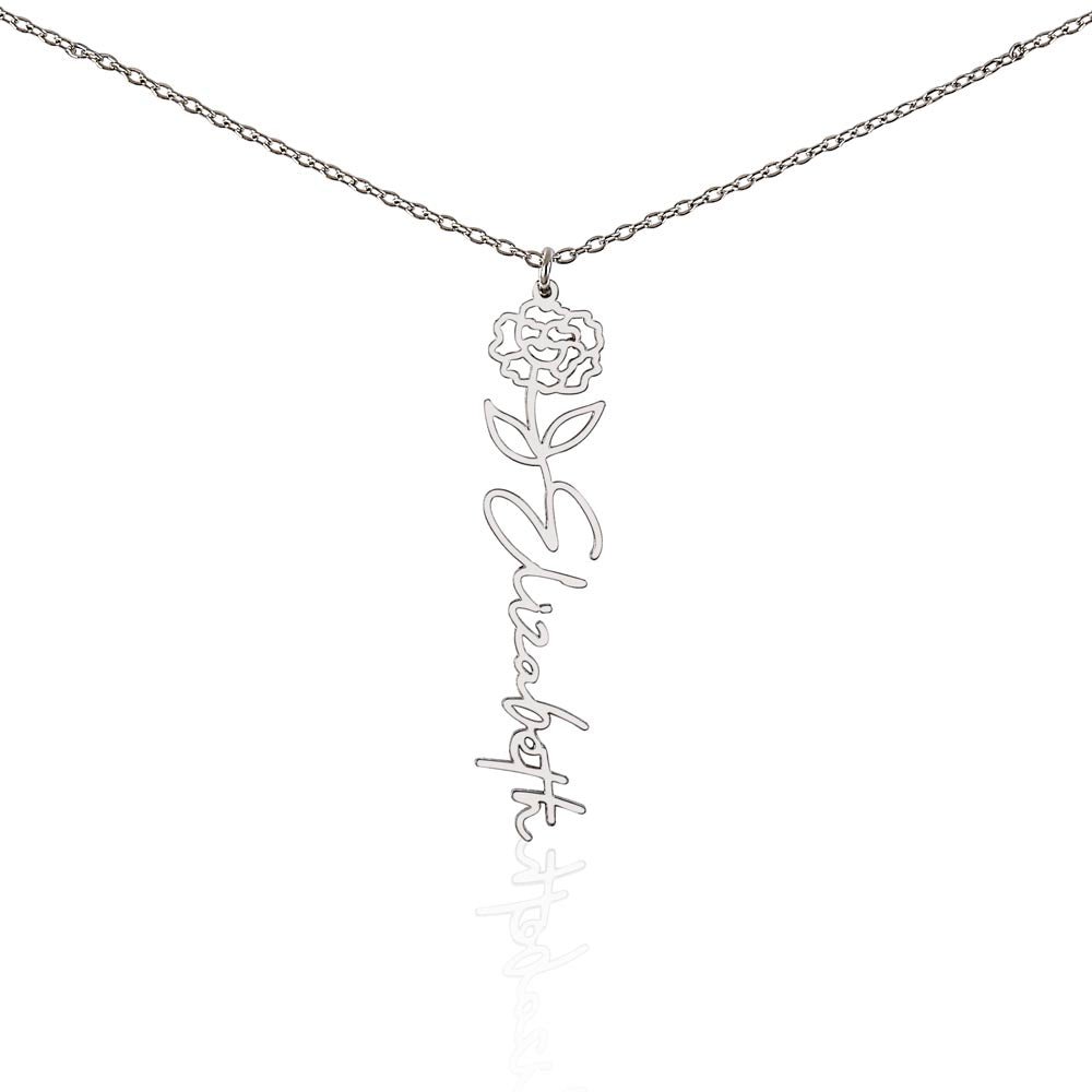 Birth Flower Name Necklace | Personalised Gift for Her - BH Comfy Cozy
