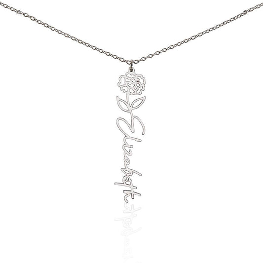 Birth Flower Name Necklace | Personalised Gift for Her - BH Comfy Cozy