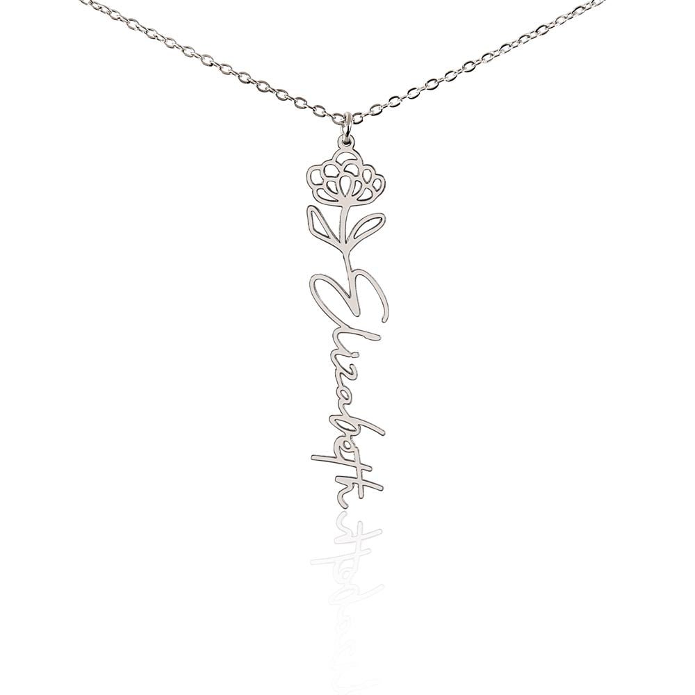 Birth Flower Name Necklace | Personalised Gift for Her - BH Comfy Cozy