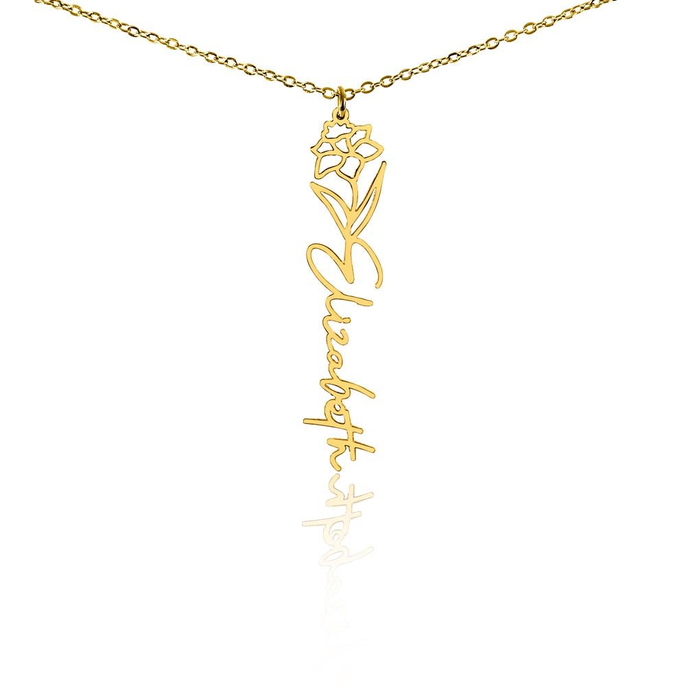 Birth Flower Name Necklace | Personalised Gift for Her - BH Comfy Cozy