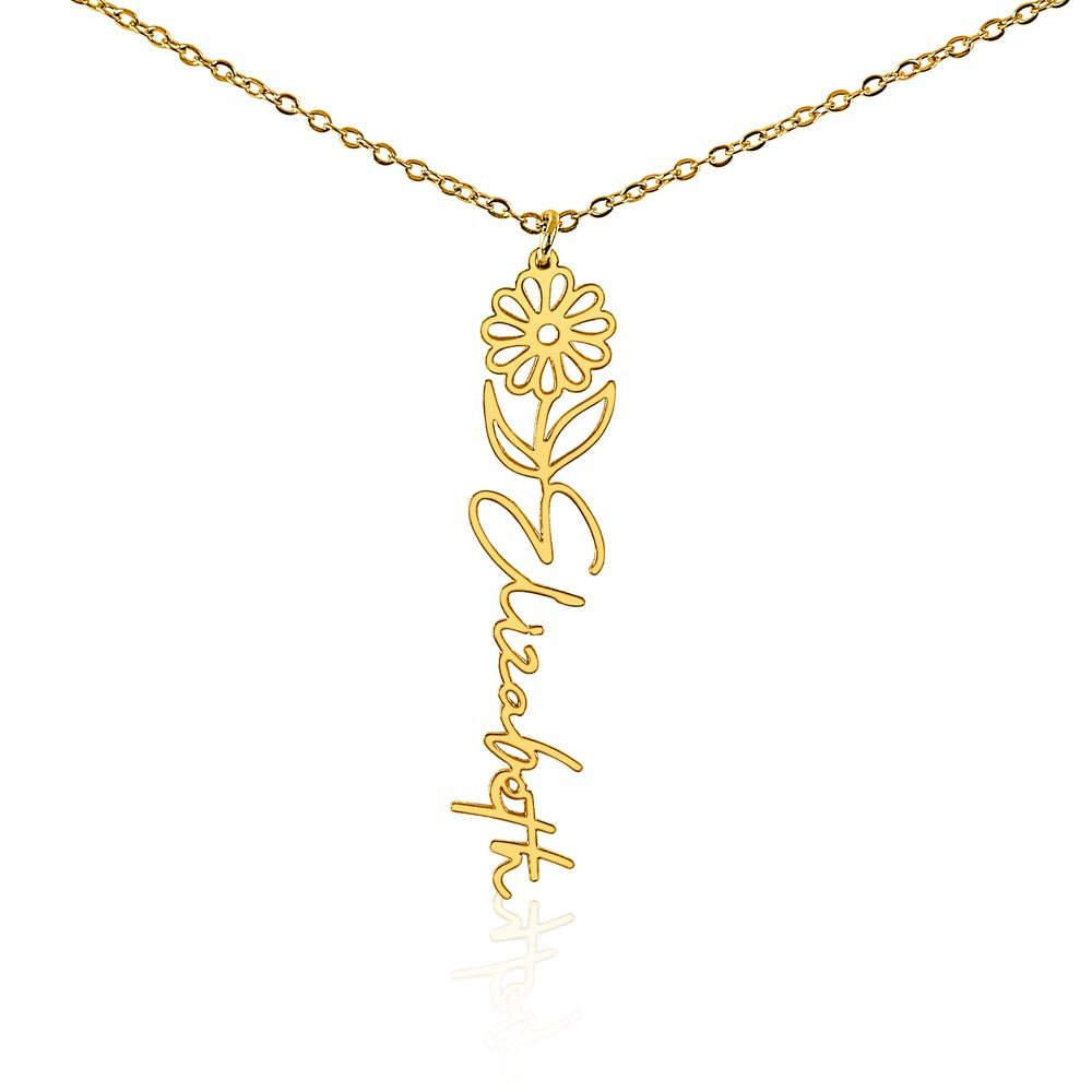 Birth Flower Name Necklace | Personalised Gift for Her - BH Comfy Cozy