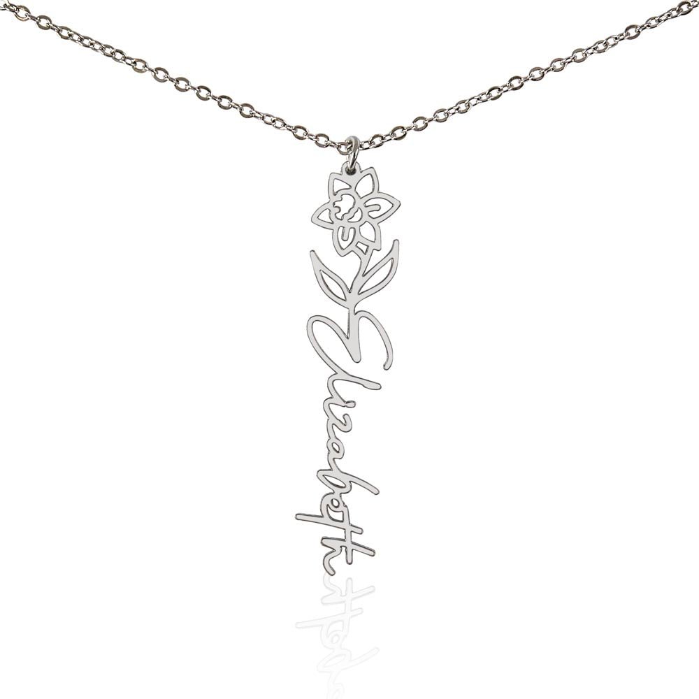 Birth Flower Name Necklace | Personalised Gift for Her - BH Comfy Cozy