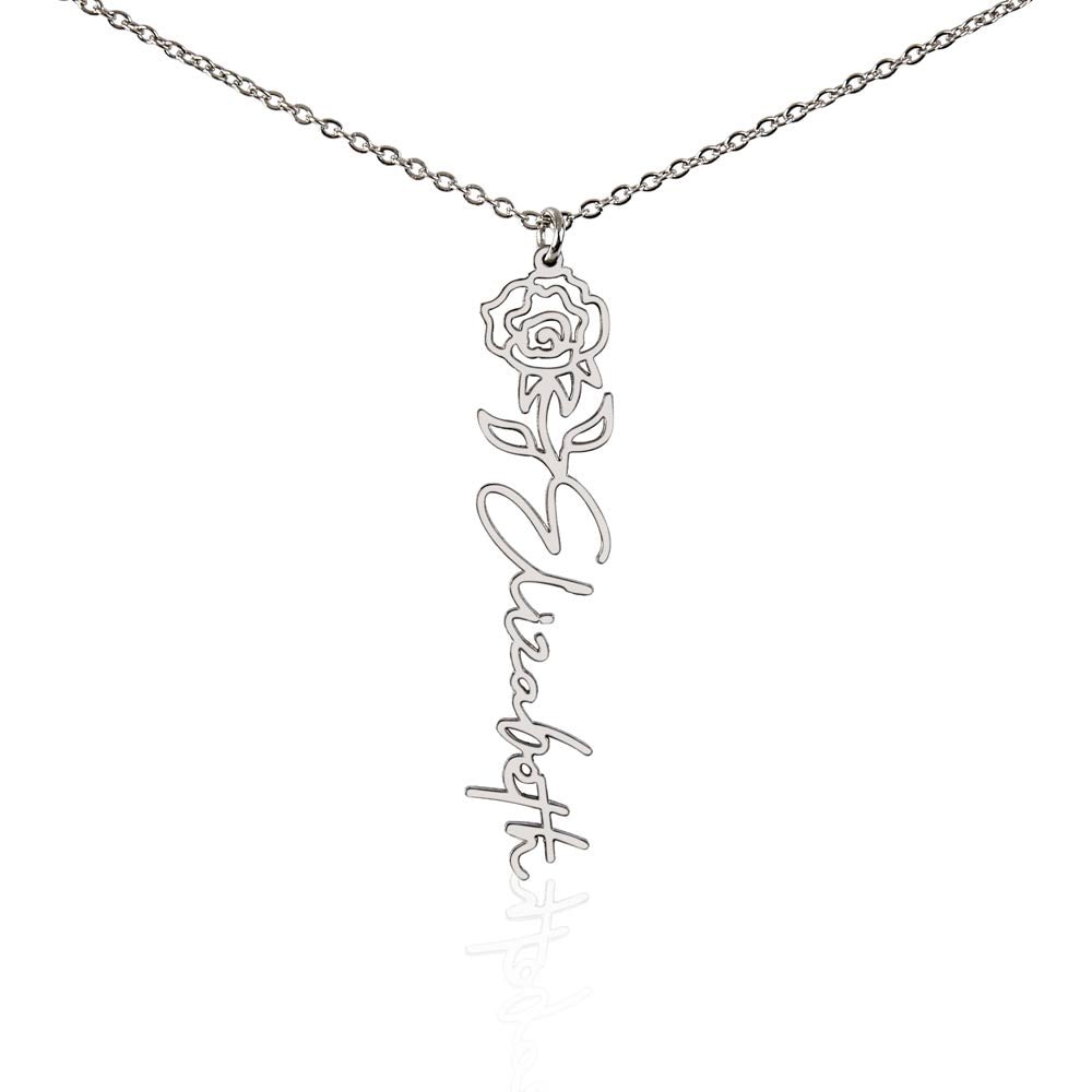 Birth Flower Name Necklace | Personalised Gift for Her - BH Comfy Cozy