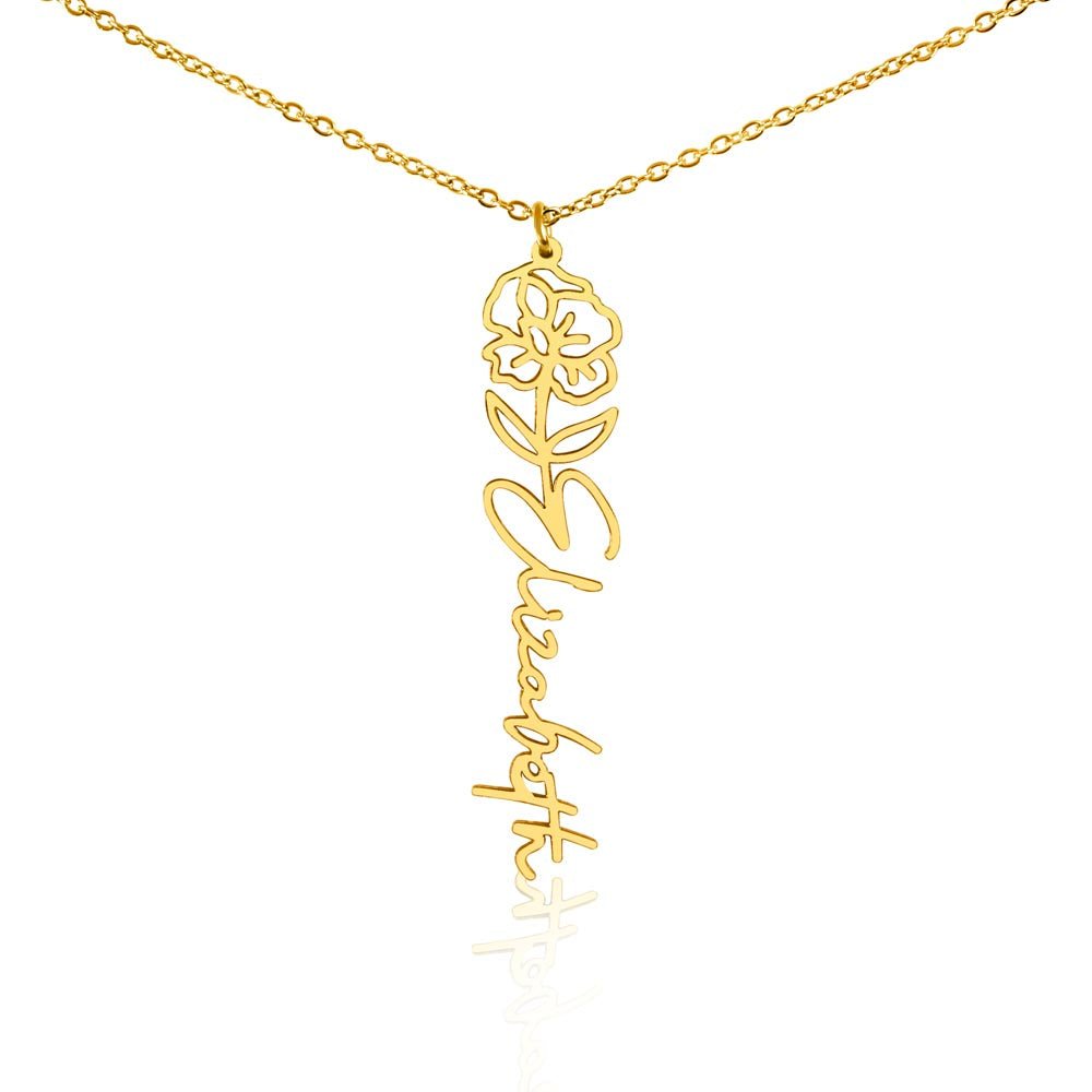 Birth Flower Name Necklace | Personalised Gift for Her - BH Comfy Cozy