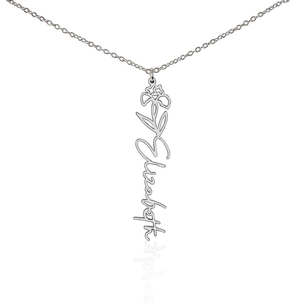 Birth Flower Name Necklace | Personalised Gift for Her - BH Comfy Cozy