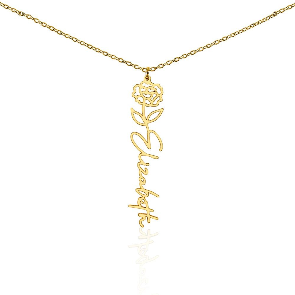 Birth Flower Name Necklace | Personalised Gift for Her - BH Comfy Cozy