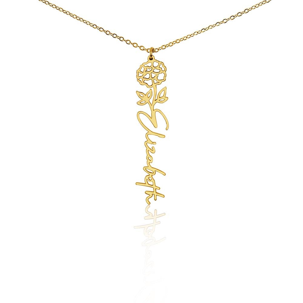 Birth Flower Name Necklace | Personalised Gift for Her - BH Comfy Cozy