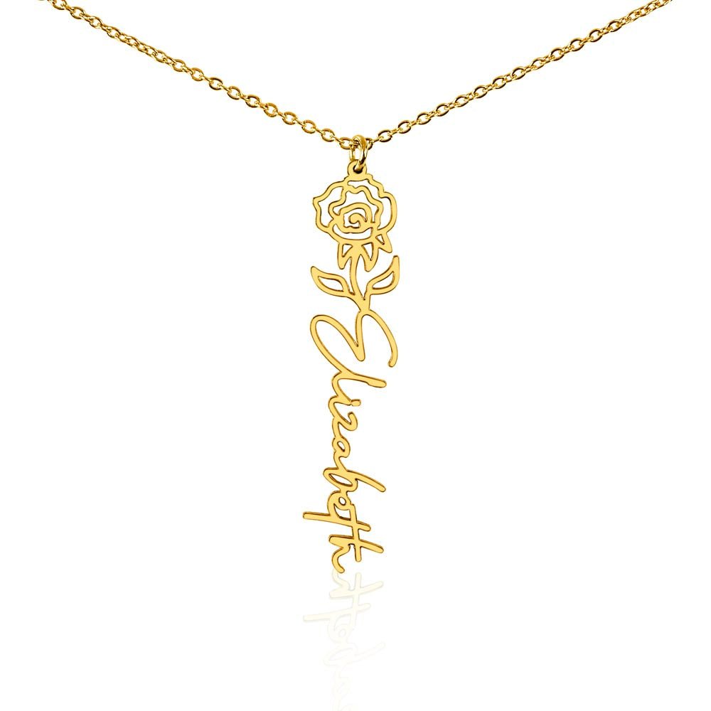 Birth Flower Name Necklace | Personalised Gift for Her - BH Comfy Cozy