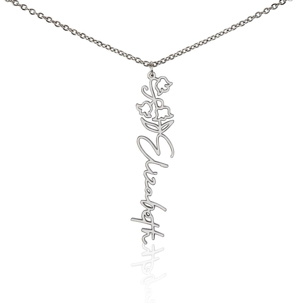 Birth Flower Name Necklace | Personalised Gift for Her - BH Comfy Cozy