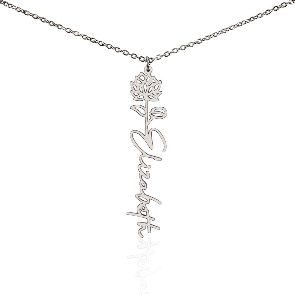 Birth Flower Name Necklace | Personalised Gift for Her - BH Comfy Cozy