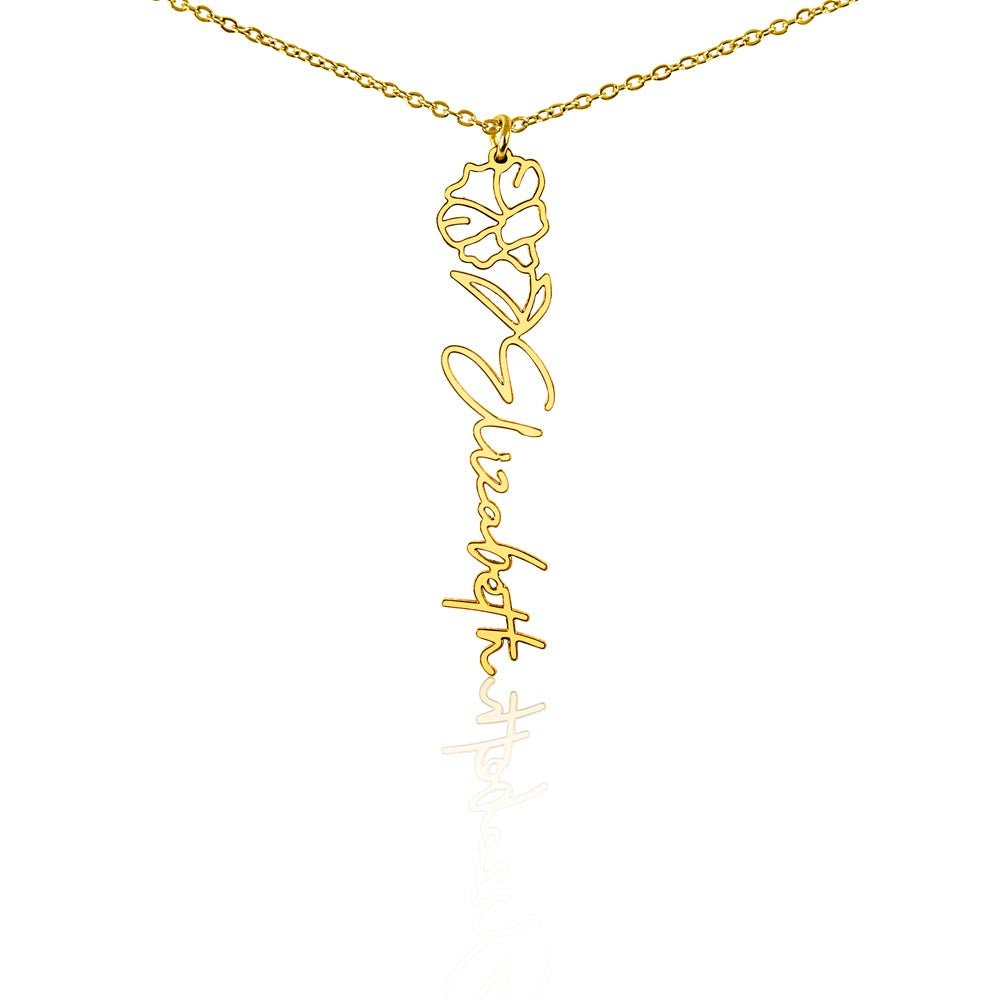Birth Flower Name Necklace | Personalised Gift for Her - BH Comfy Cozy