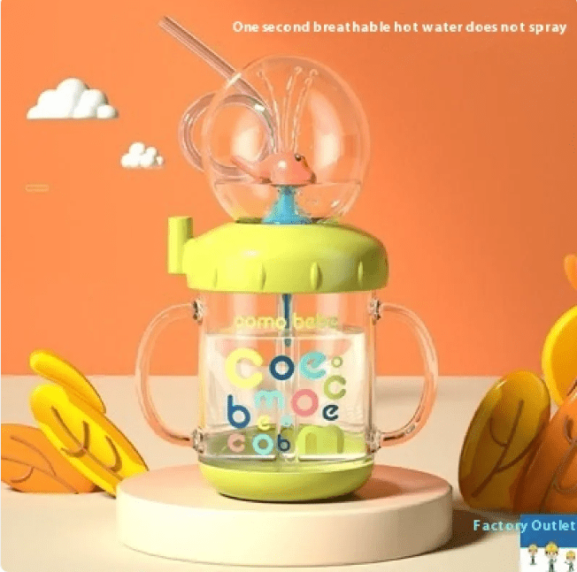 Children's Whale Cartoon Diving Fountain Water Bottle - Tritan Leakproof Sippy Cup (Various Sizes & Colors) - BH Comfy Cozy