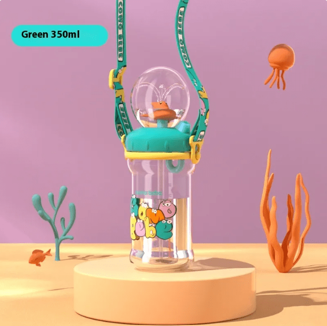 Children's Whale Cartoon Diving Fountain Water Bottle - Tritan Leakproof Sippy Cup (Various Sizes & Colors) - BH Comfy Cozy