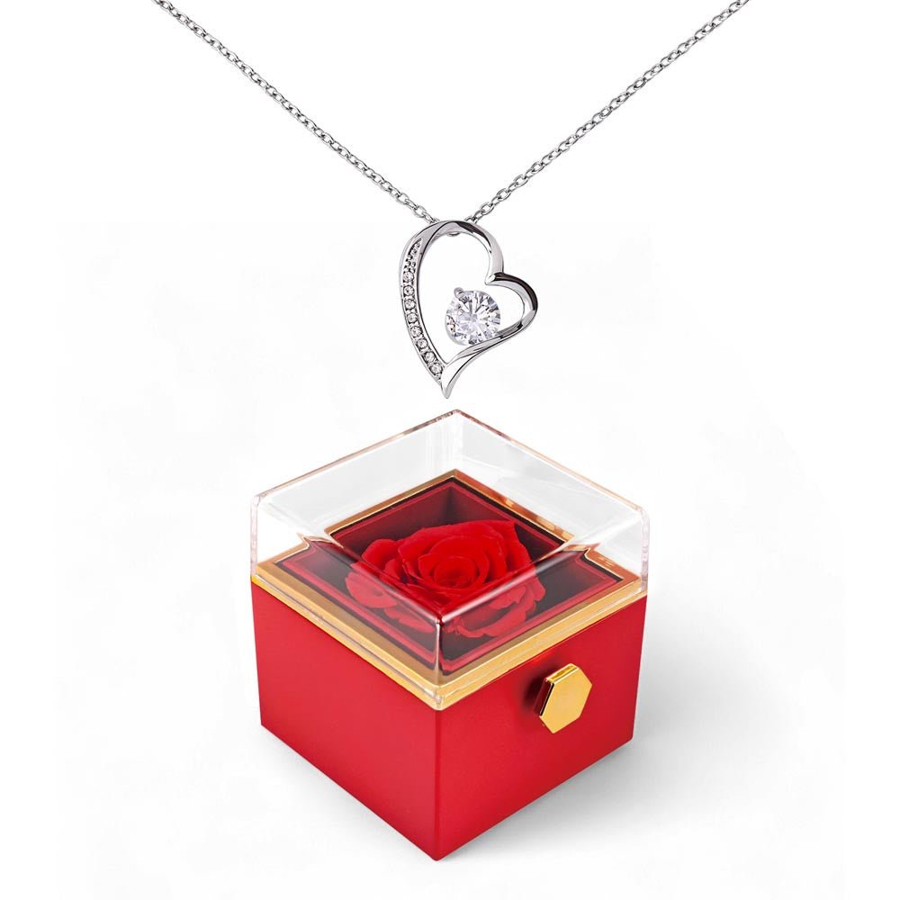 Forever Love Necklace with Rotating Rose Gift Box | Luxury Gift for Her - BH Comfy Cozy