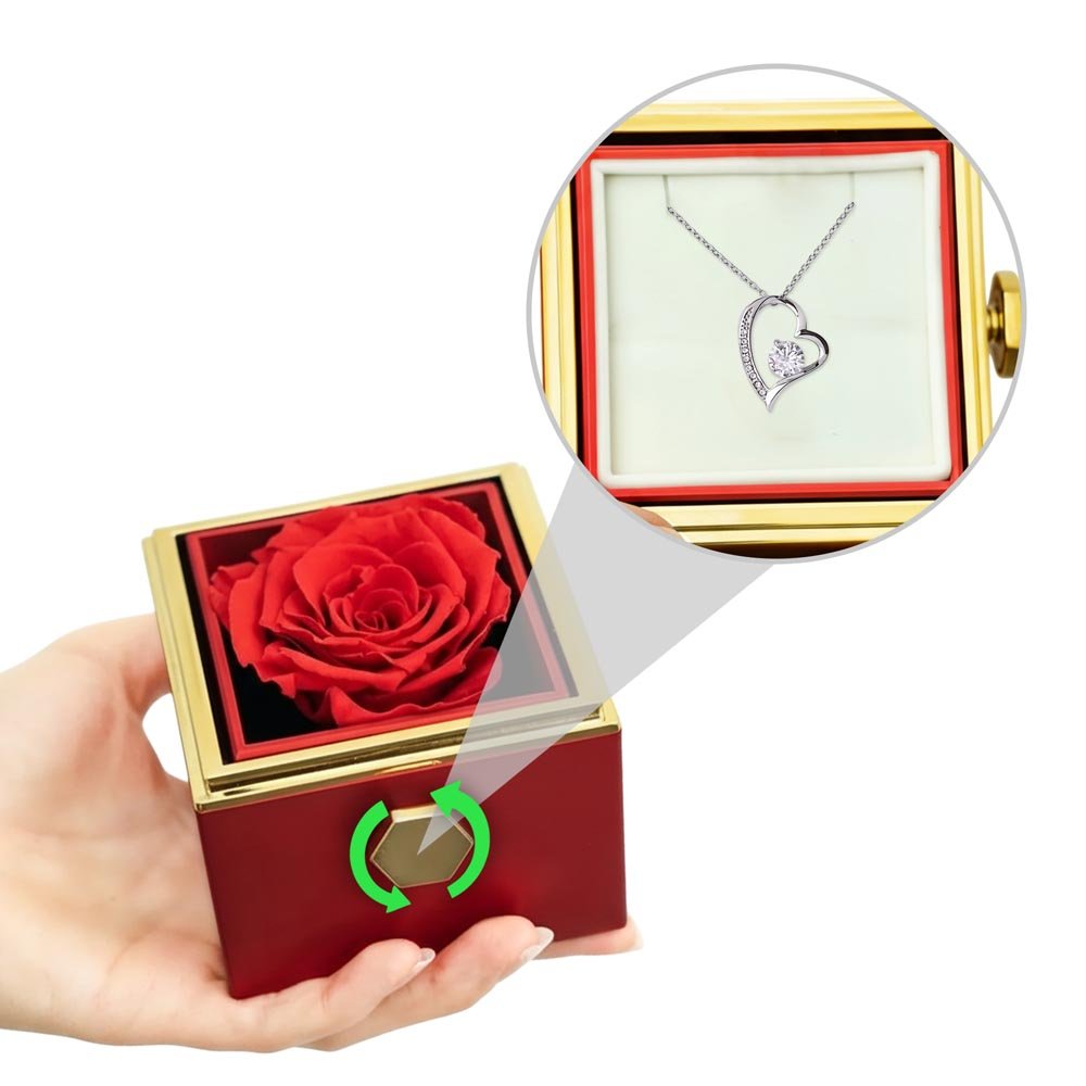 Forever Love Necklace with Rotating Rose Gift Box | Luxury Gift for Her - BH Comfy Cozy
