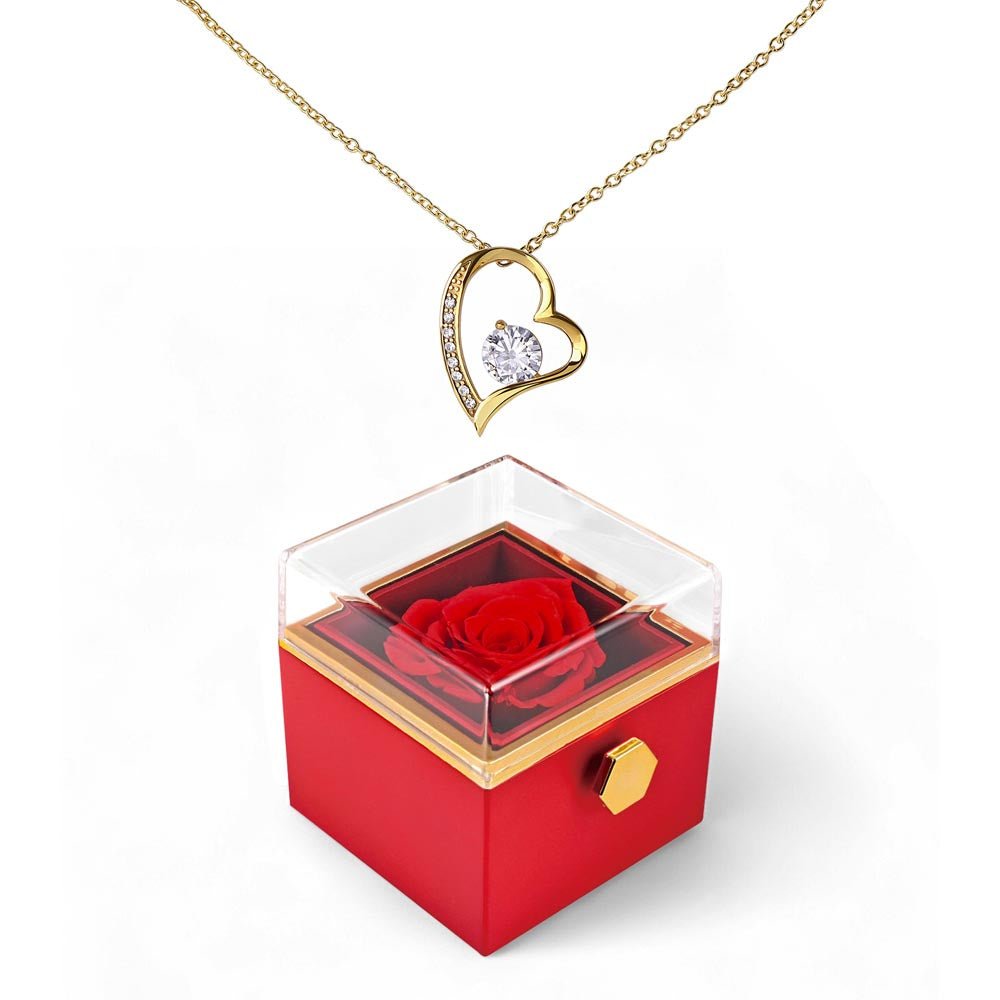 Forever Love Necklace with Rotating Rose Gift Box | Luxury Gift for Her - BH Comfy Cozy