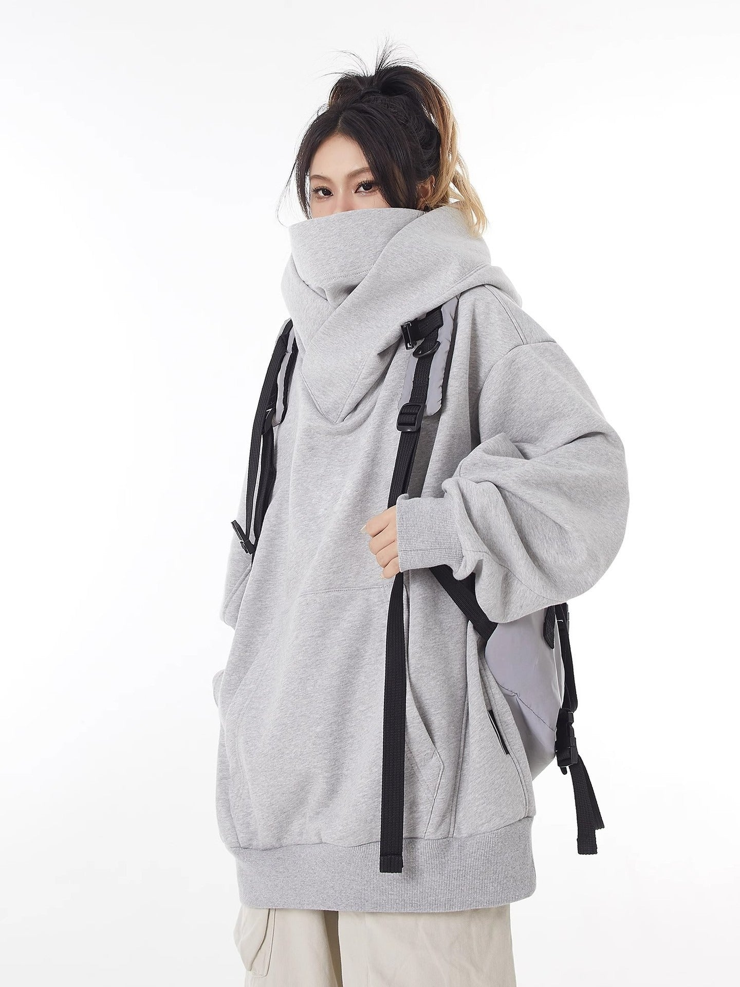 Loose High Collar Fleece Lined Hoodie - BH Comfy Cozy