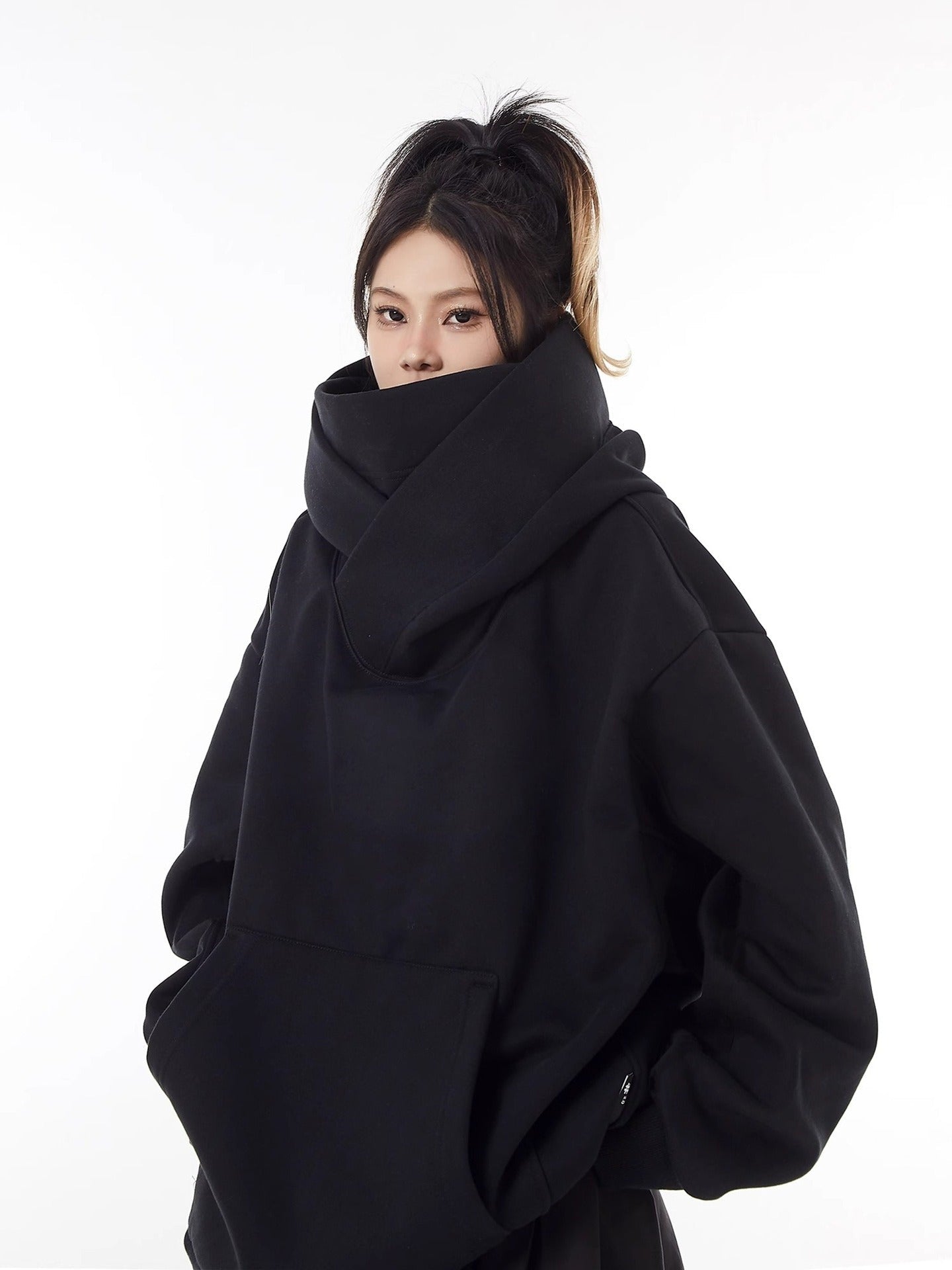 Loose High Collar Fleece Lined Hoodie - BH Comfy Cozy