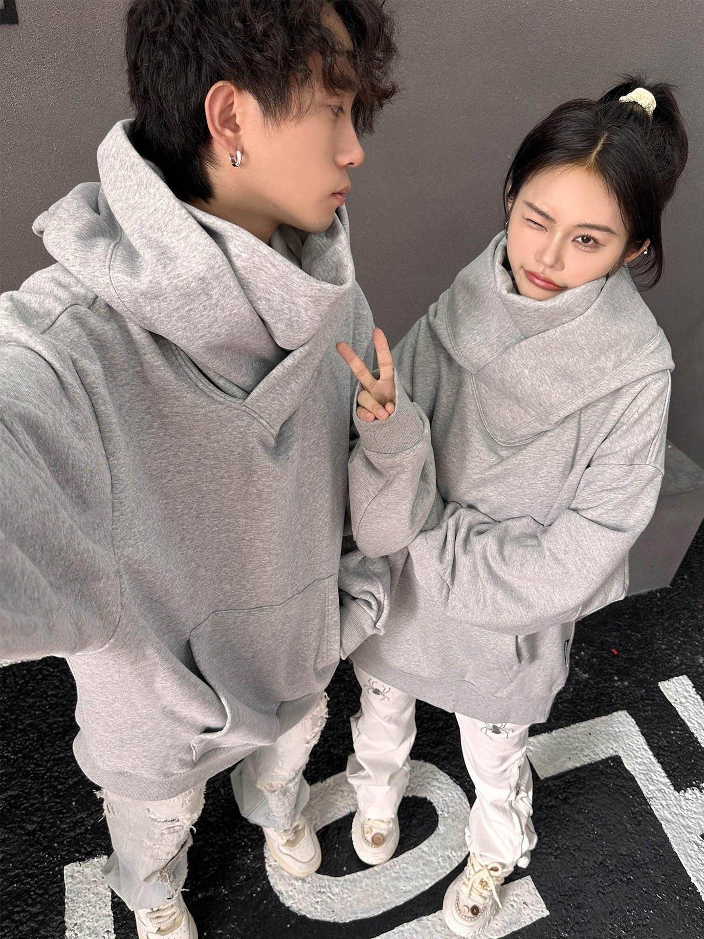 Loose High Collar Fleece Lined Hoodie - BH Comfy Cozy