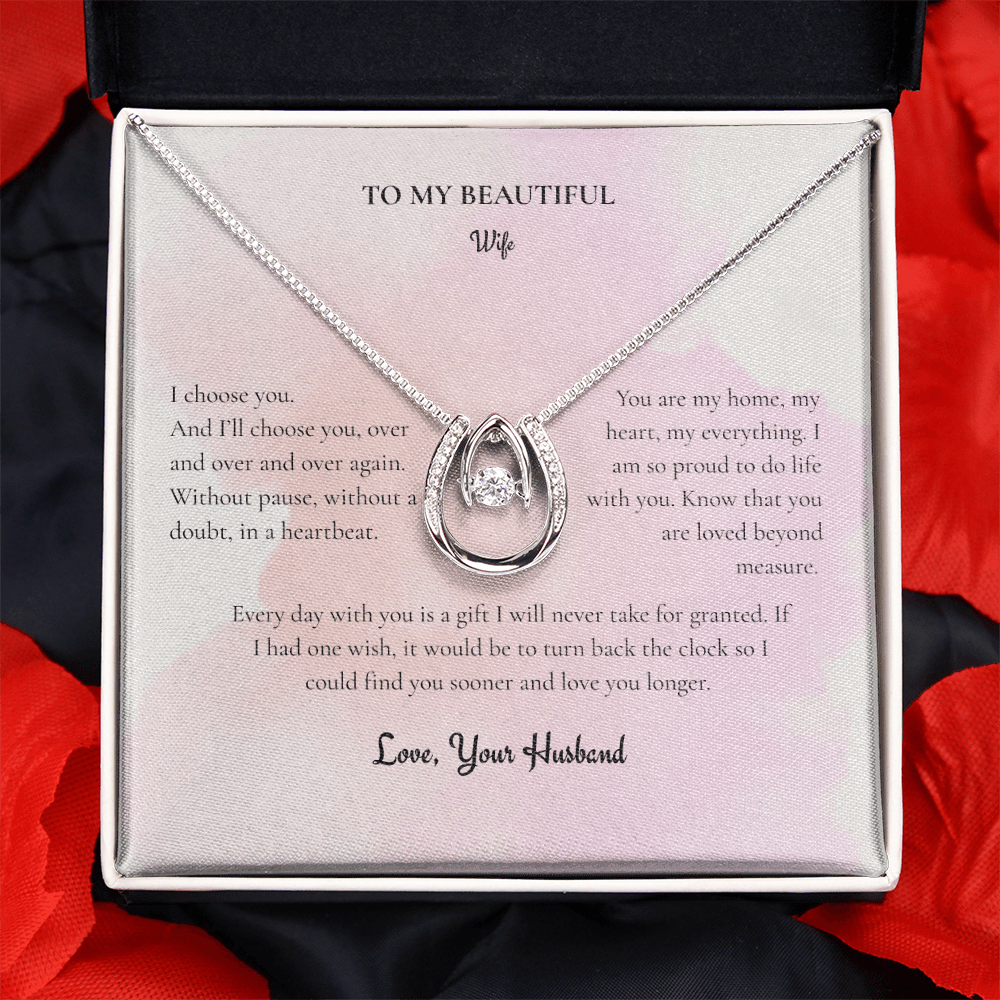 Lucky In Love Necklace | Dancing Crystal Horseshoe Pendant Gift for Her - BH Comfy Cozy