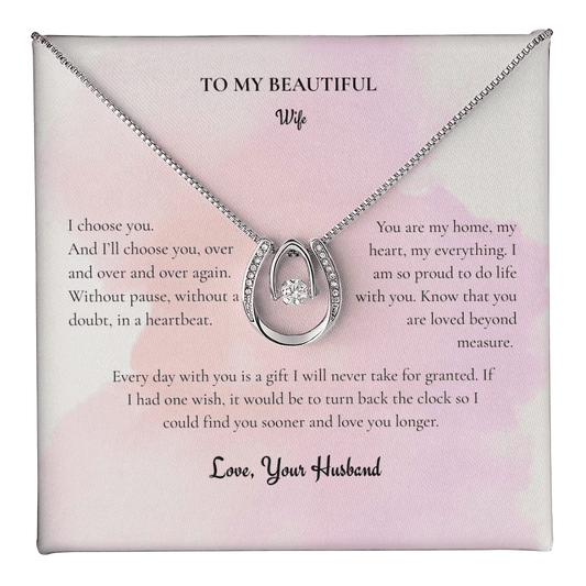 Lucky In Love Necklace | Dancing Crystal Horseshoe Pendant Gift for Her - BH Comfy Cozy