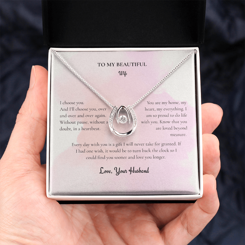 Lucky In Love Necklace | Dancing Crystal Horseshoe Pendant Gift for Her - BH Comfy Cozy