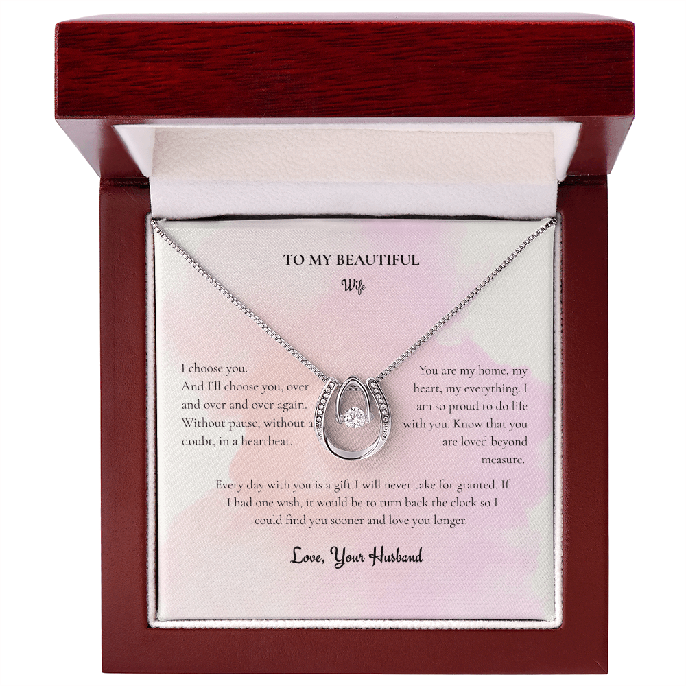 Lucky In Love Necklace | Dancing Crystal Horseshoe Pendant Gift for Her - BH Comfy Cozy