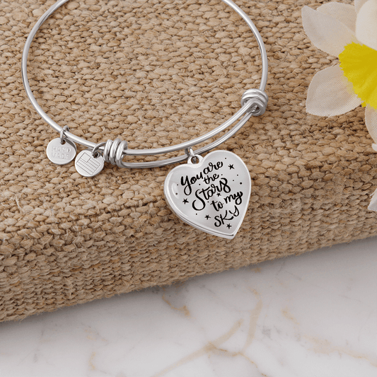 Luxury Heart Charm Bangle Bracelet | Gift for Her - BH Comfy Cozy