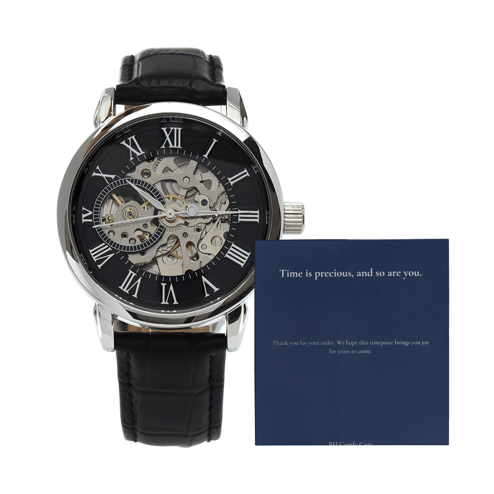 Men's Automatic Skeleton Watch | Luxury Leather Strap | Gift for Him - BH Comfy Cozy