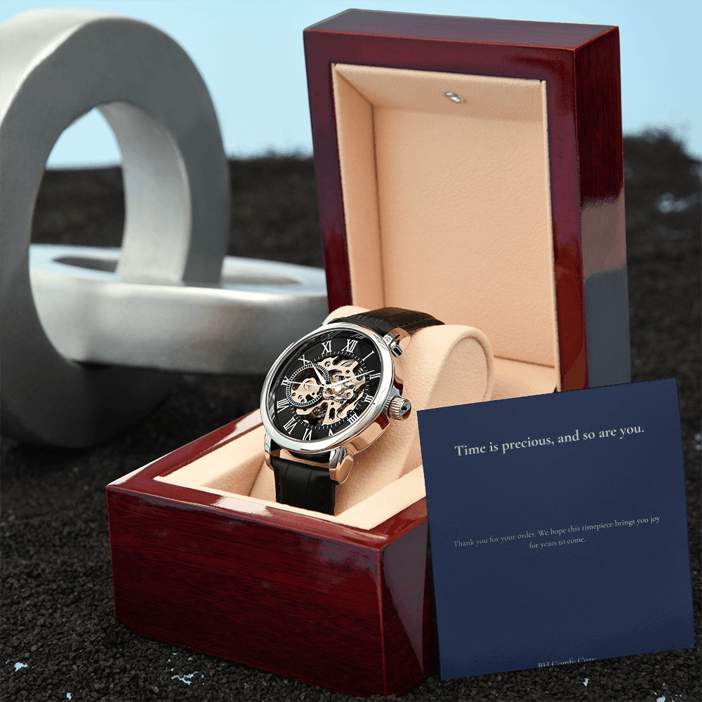 Men's Automatic Skeleton Watch | Luxury Leather Strap | Gift for Him - BH Comfy Cozy